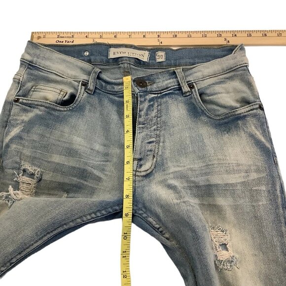 Evolution In Design Distressed Paint Splatter Skinny Denim Jeans Mens Size 30x31 - Picture 3 of 12